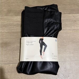 A New Day Shiny Black Faux-Leather Leggings
